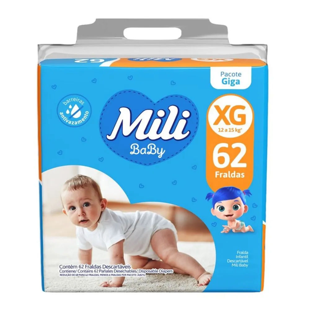 Fralda Mili Baby Giga XG 62 Unidades