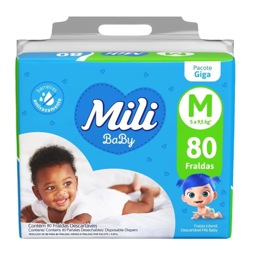 Fralda Mili Baby Giga M 80 Unidades