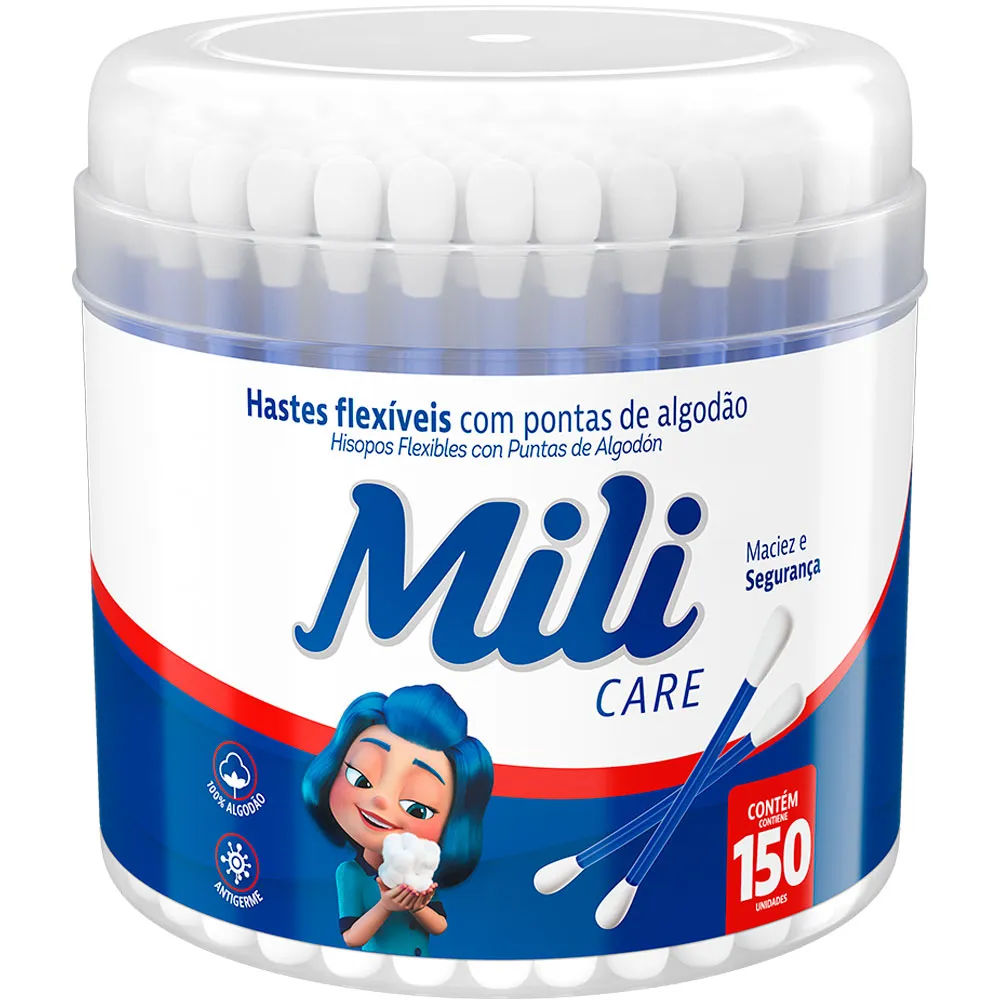 Hastes Flexíveis Mili Care 150 Unidades