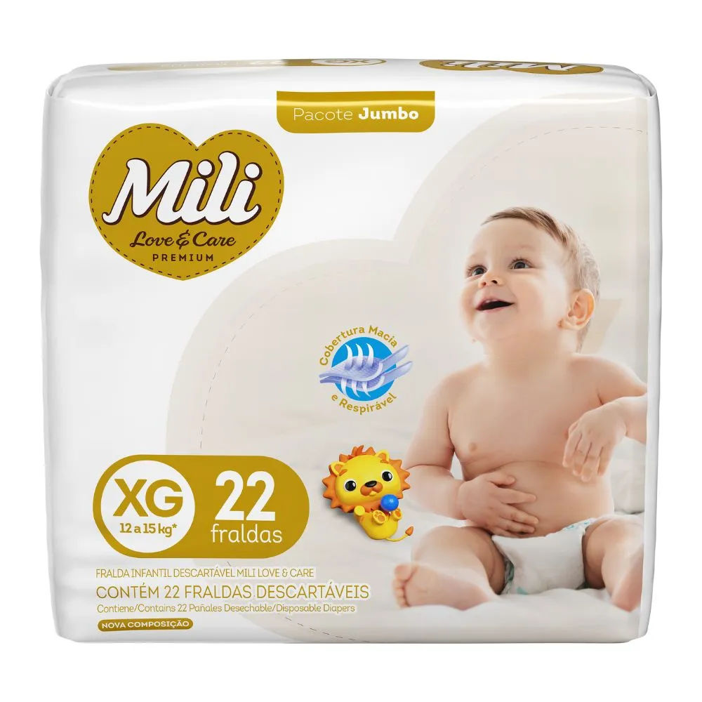 Fralda Mili Love e Care Jumbo XG 22 unidades