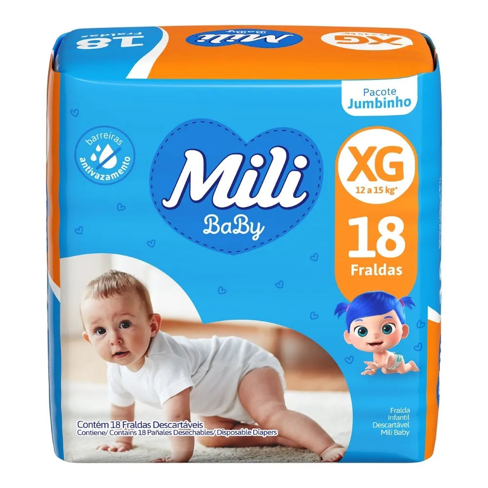 Fralda Mili Ultra Seca Jumbinho XG 18 Unidades