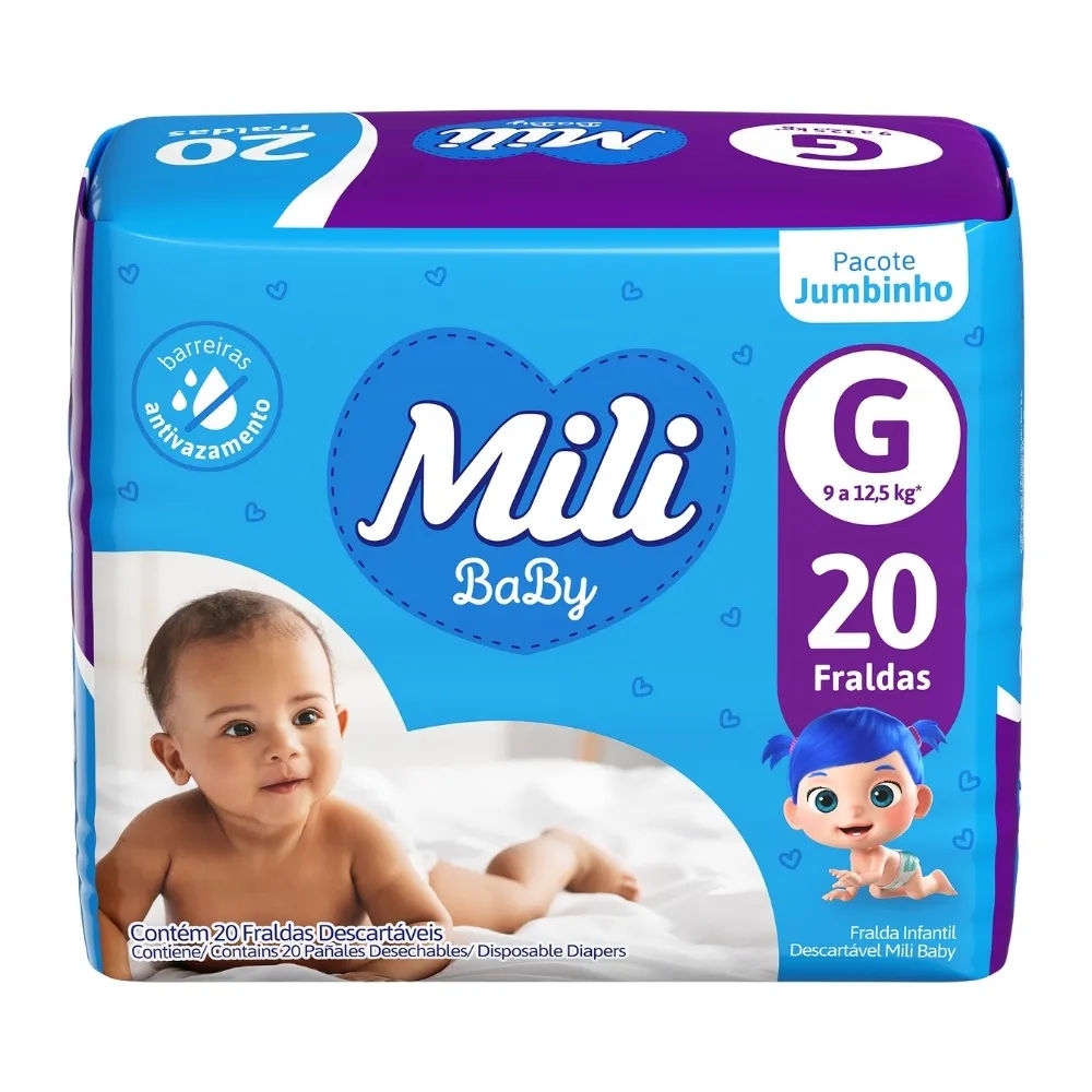 Fralda Mili Ultra Seca G Jumbinho 20 unidades