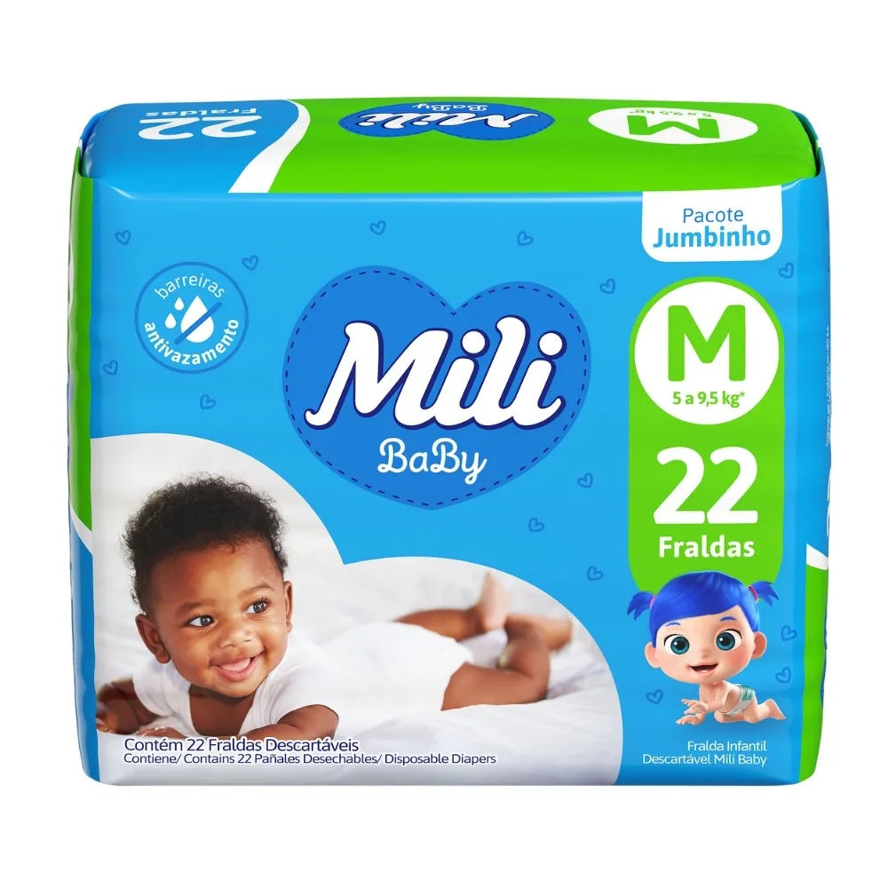 Fralda Mili Ultra Seca Jumbinho M 22 Unidades