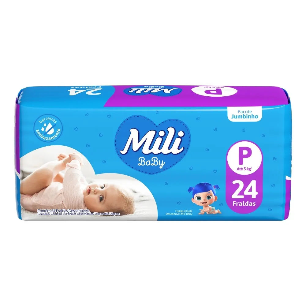 Fralda Mili Ultra Seca Jumbinho P Com 24 Unidades