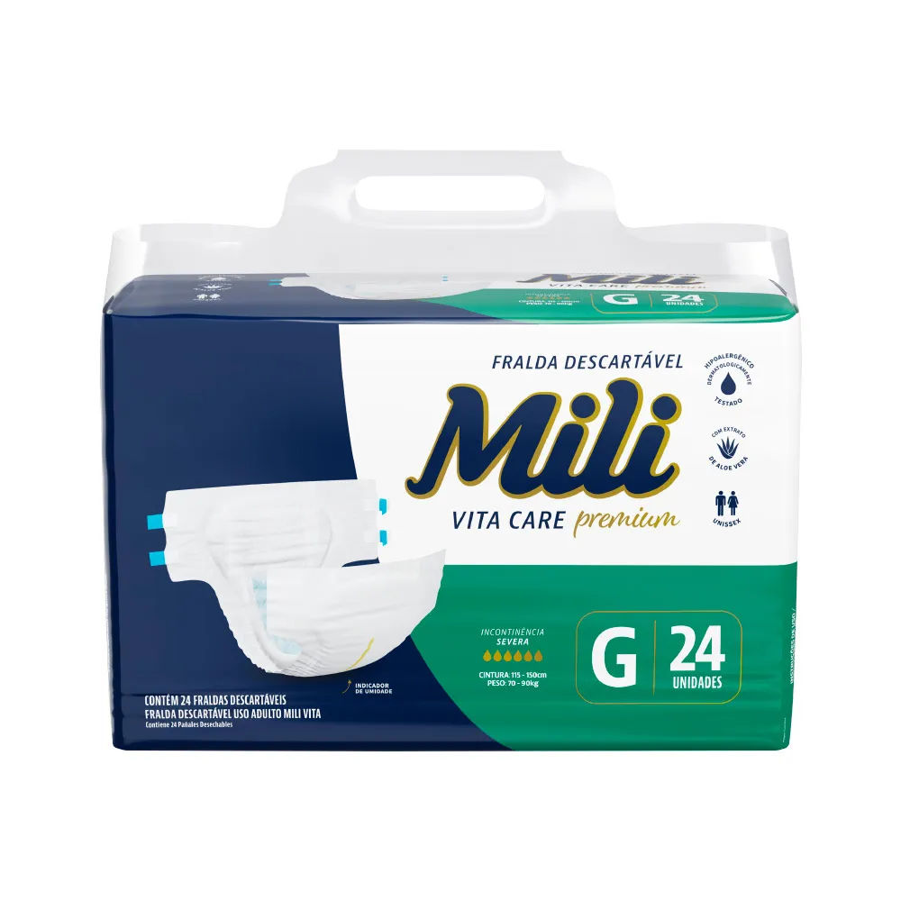 Fralda Mili Vita Care Geriatrica Cokm 24 Tamanho G Severa