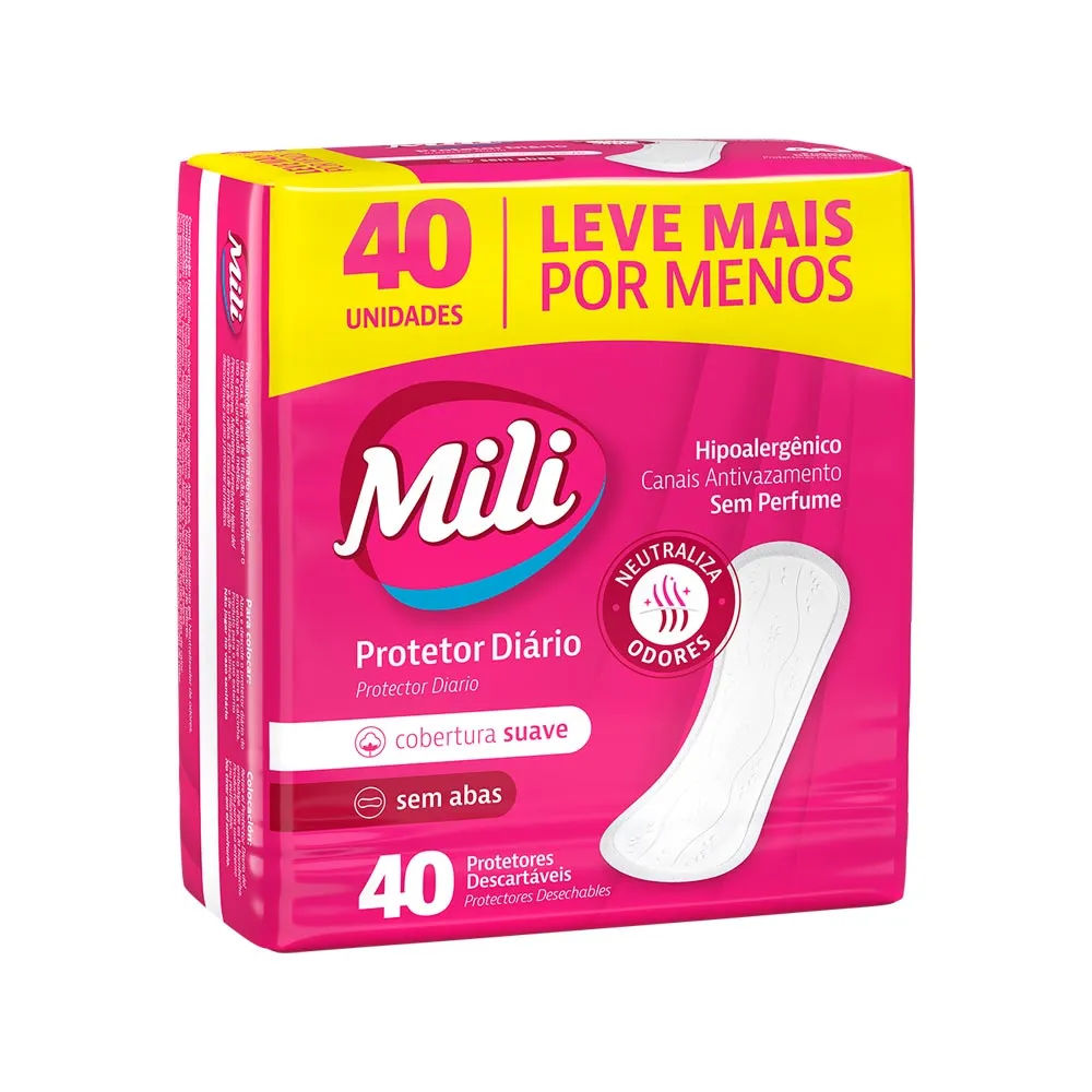 Protetor Diário Mili Premium sem Abas 40 Unidades