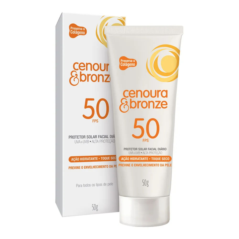 Protetor Solar Facial Cenoura E Bronze Acao Hidratante Toque Seco Fps50  50g