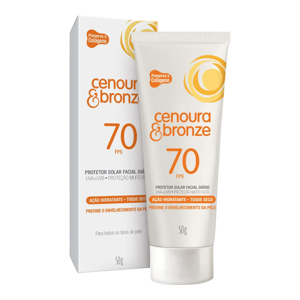 Protetor Solar Facial Cenoura E Bronze Ação Hidratante Toque Seco Fps70  50g