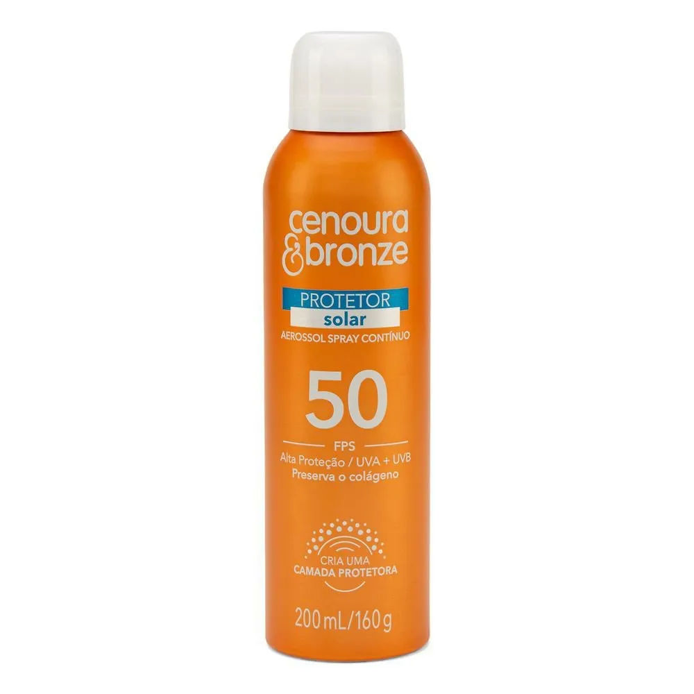 Protetor Solar Aerossol Cenoura E Bronze Fps50 200ml