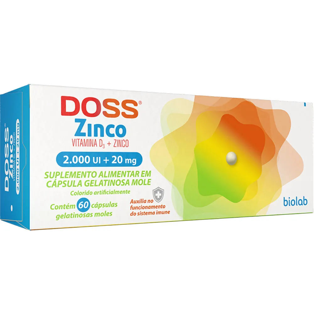 Doss Zinco 2 000UI + 20mg 60 Cápsulas Biolab