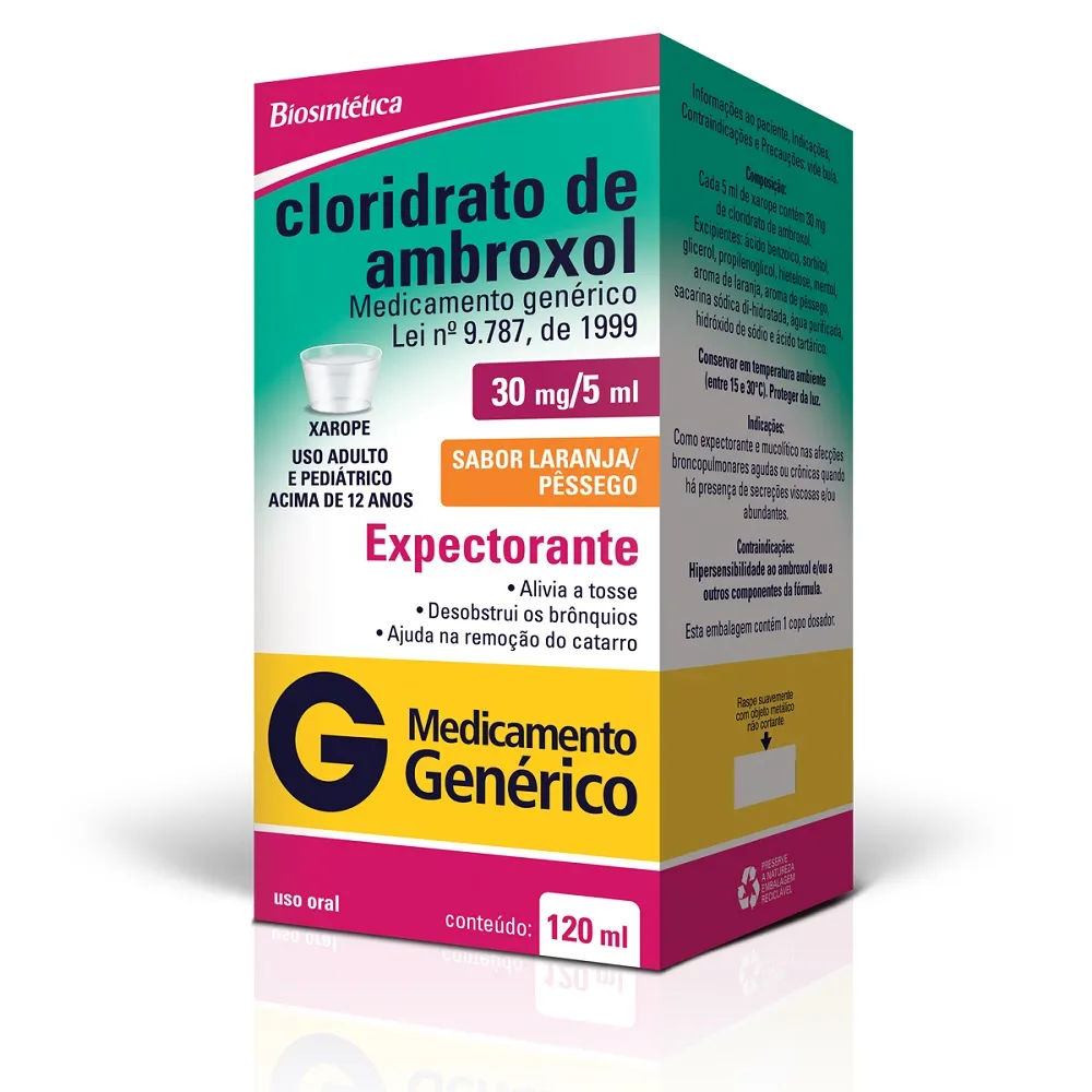 Ambroxol Biosintetica 120ml Xarope 30mg/5ml Laranja/pessego Generico