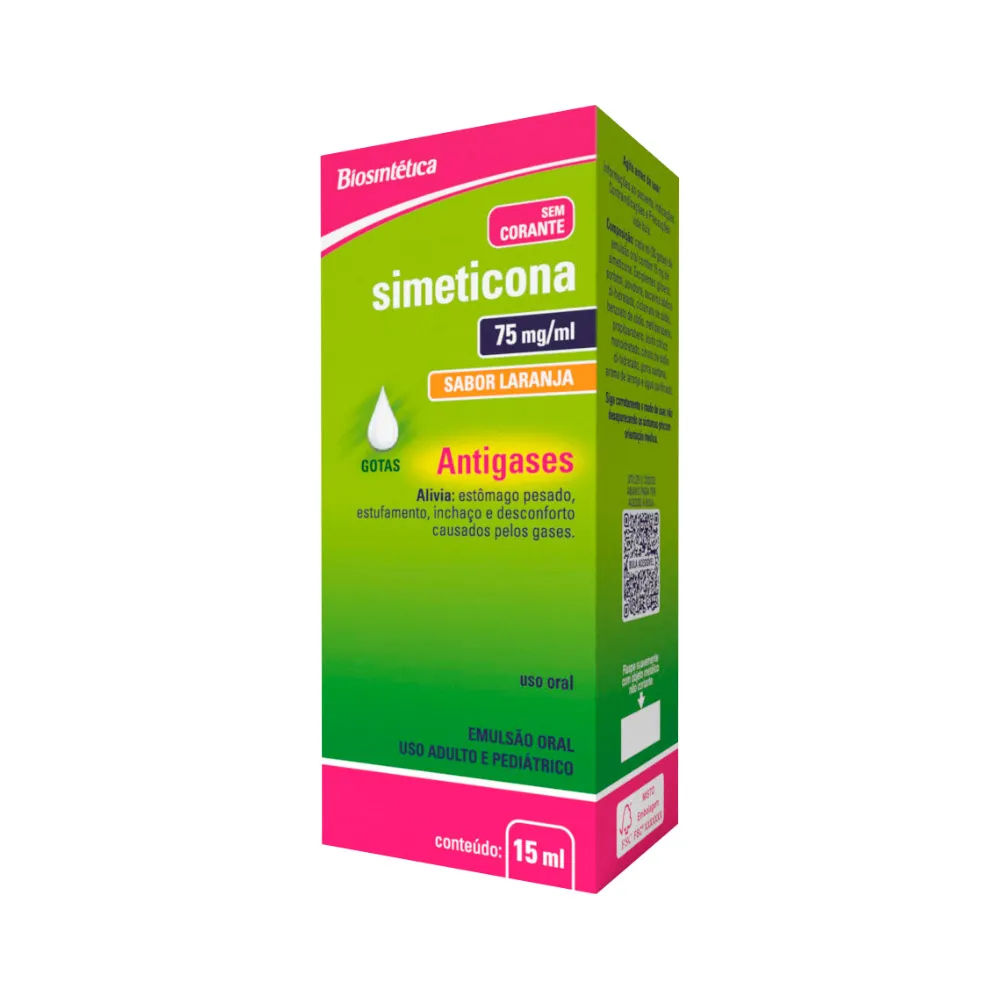 Simeticona Biosintetica 15ml Emulsão Oral 75mg/ml Laranja
