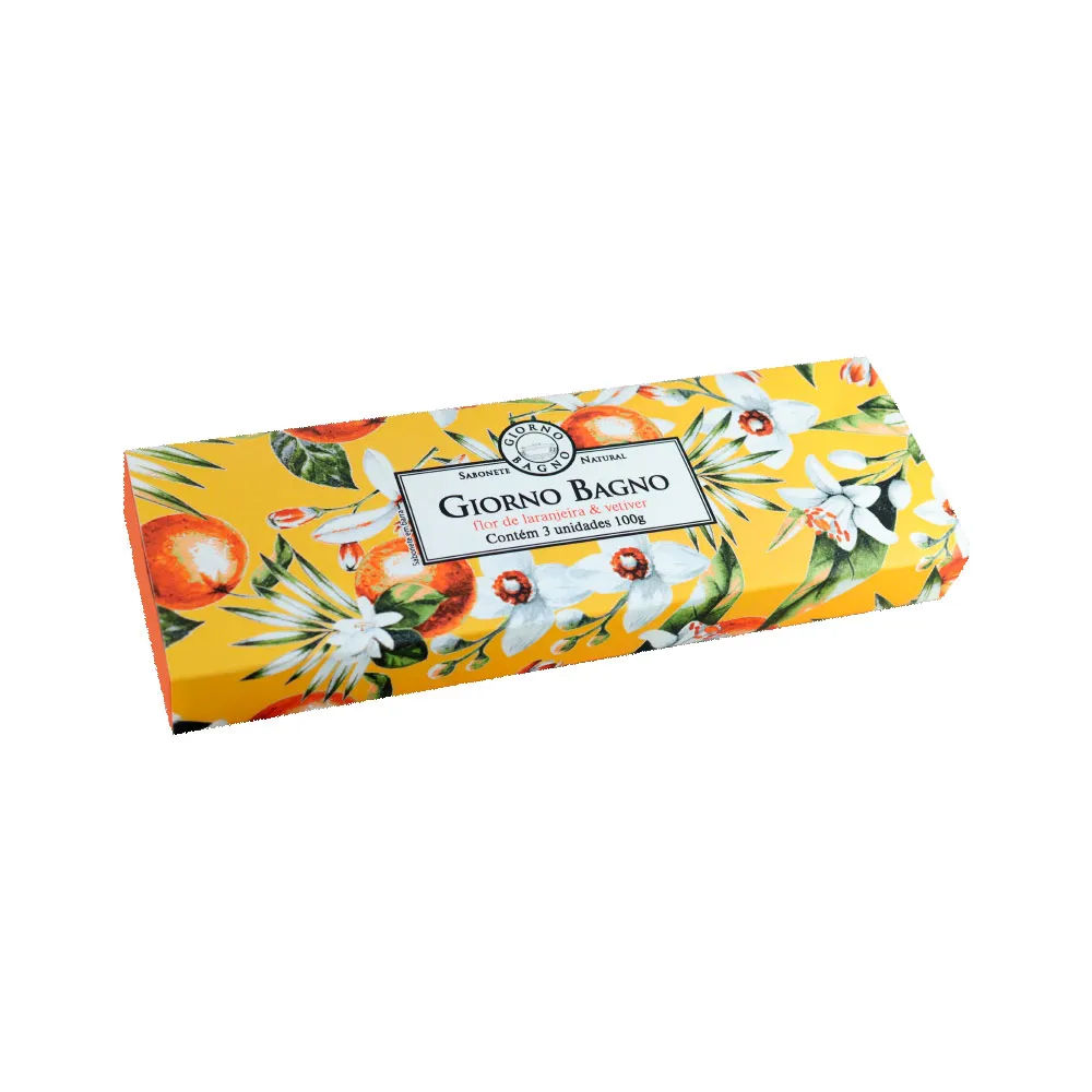 Kit Sabonetes Giorno Bagno Flor de Laranjeira e Vetiver 3 Unidades de 100g