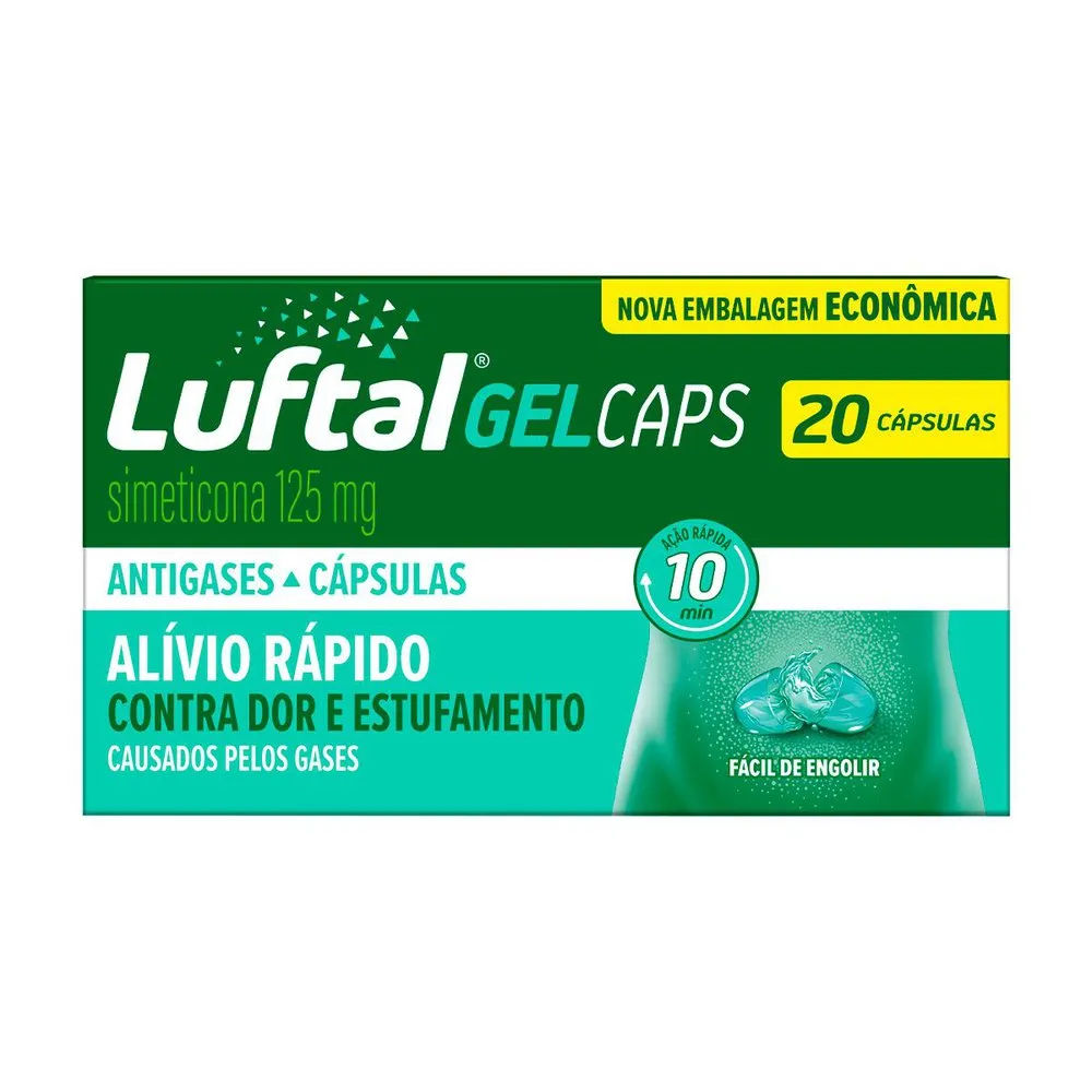 Luftal Gel Caps Simeticona 125mg Embalagem Econômica 20 Cápsulas Gelatinosas Reckitt