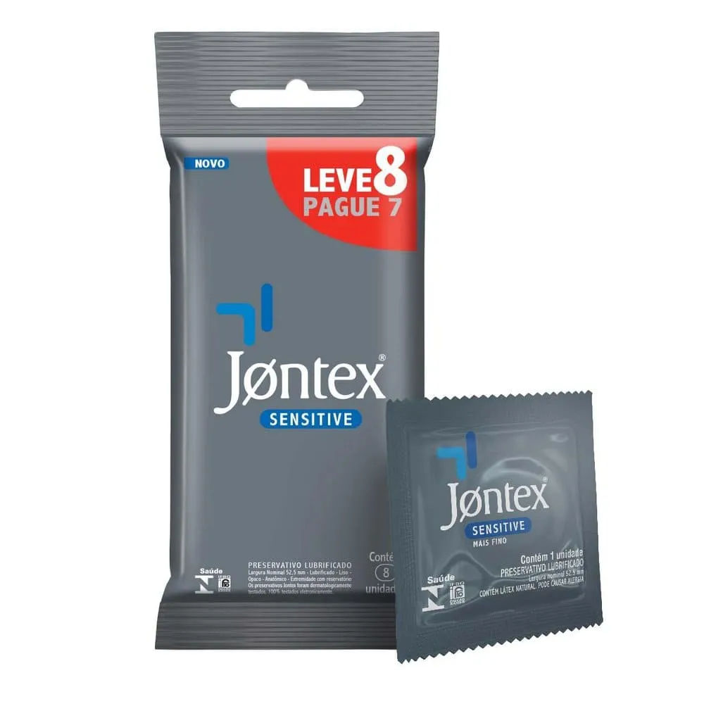 Preservativo Masculino Jontex Sensitive Lubrificado Leve 8 Pague 7 8 Unidades