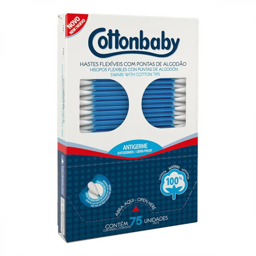 Hastes Flexíveis Cottonbaby 75 unidades
