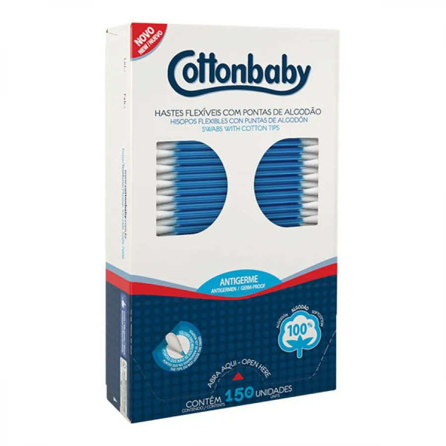 Hastes Flexíveis Cottonbaby 150 unidades