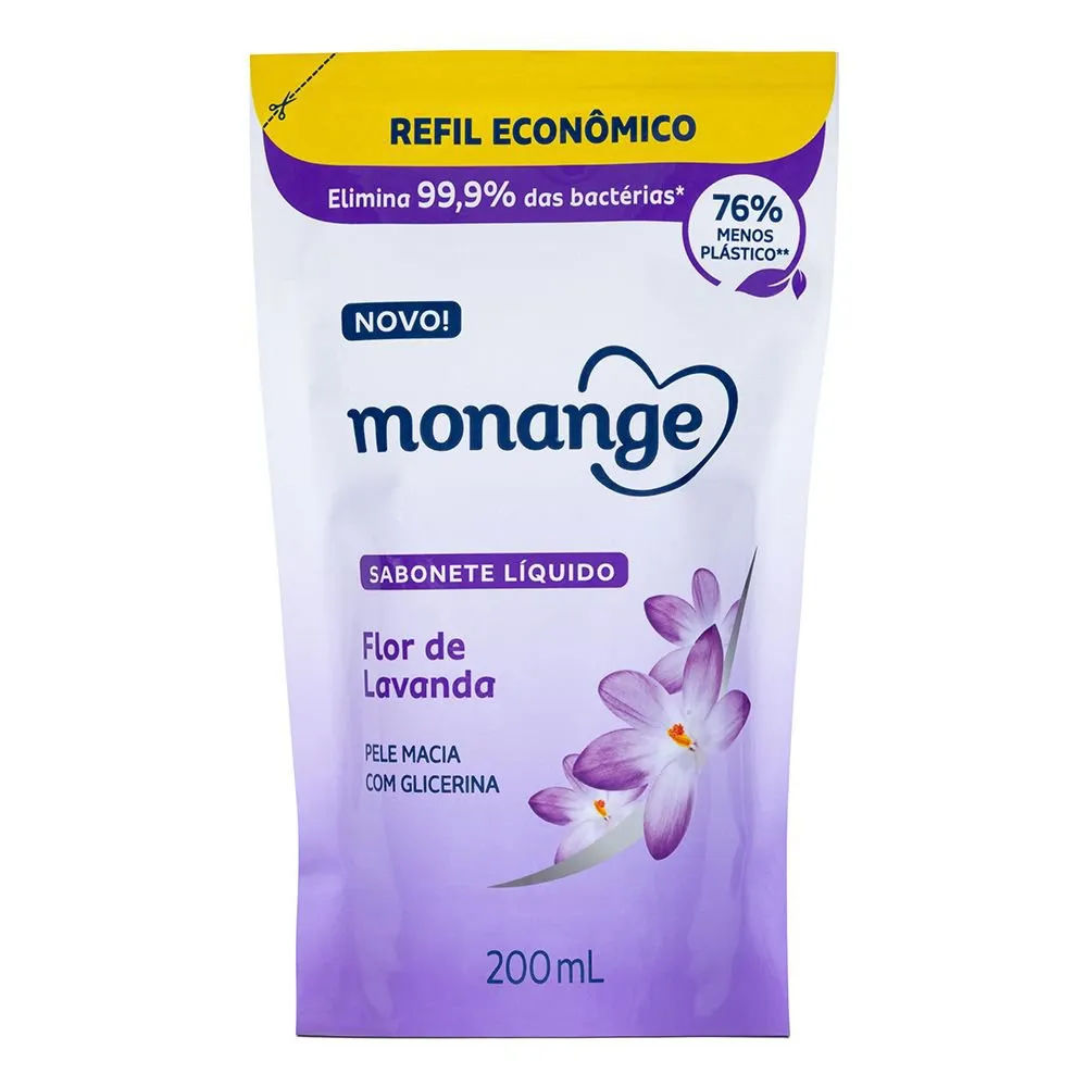 Refil Sabonete Líquido Monange Flor de Lavanda 200ml