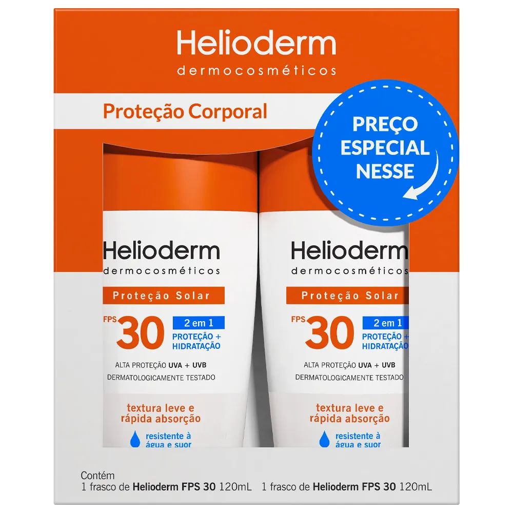 Kit Proteção Corporal Helioderm FPS30 120mL + 120mL