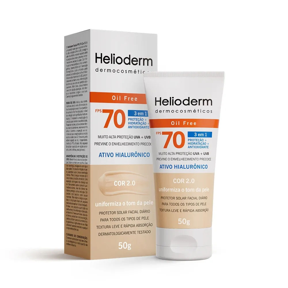 Protetor Helioderm Facial Bege Claro Fps70 50G Kley