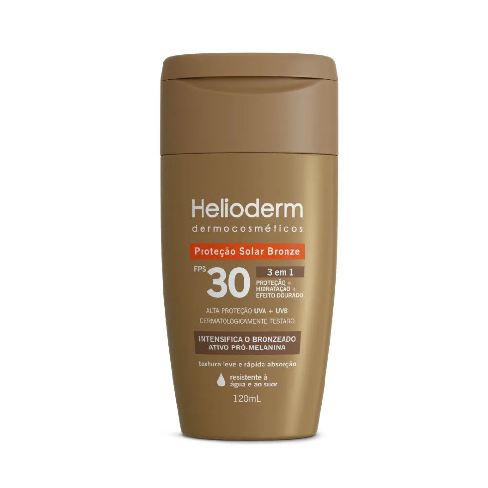 Protetor Solar Bronze Helioderm 3 Em 1 Fps30 120ml