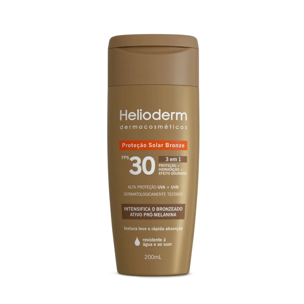 Protetor Solar Bronze Helioderm 3 Em 1 Fps30 200ml
