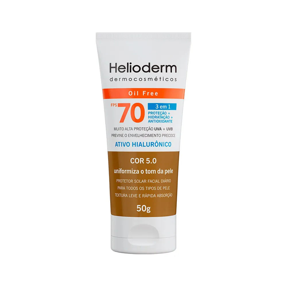 Protetor Solar Helioderm Dermocosmeticos Fps70 Oil Free Cor 5.0 50gr