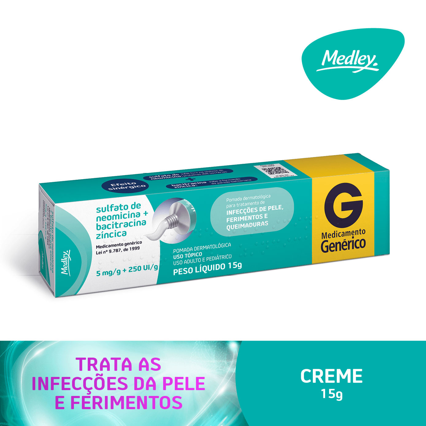 Neomicina + Bacitracina Pomada 15g Genérico Medley