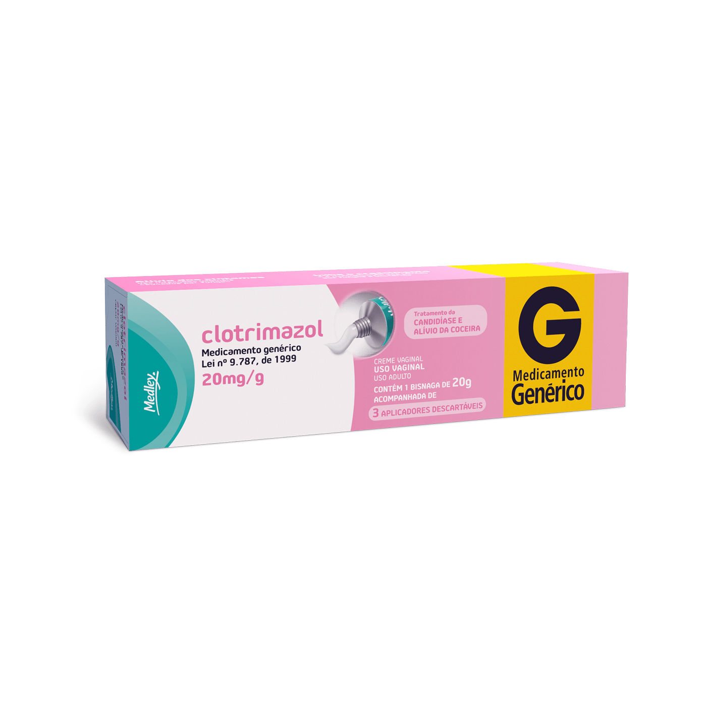 Clotrimazol Creme Vaginal 20mg/g 20g 3 Aplicadores Genérico Medley