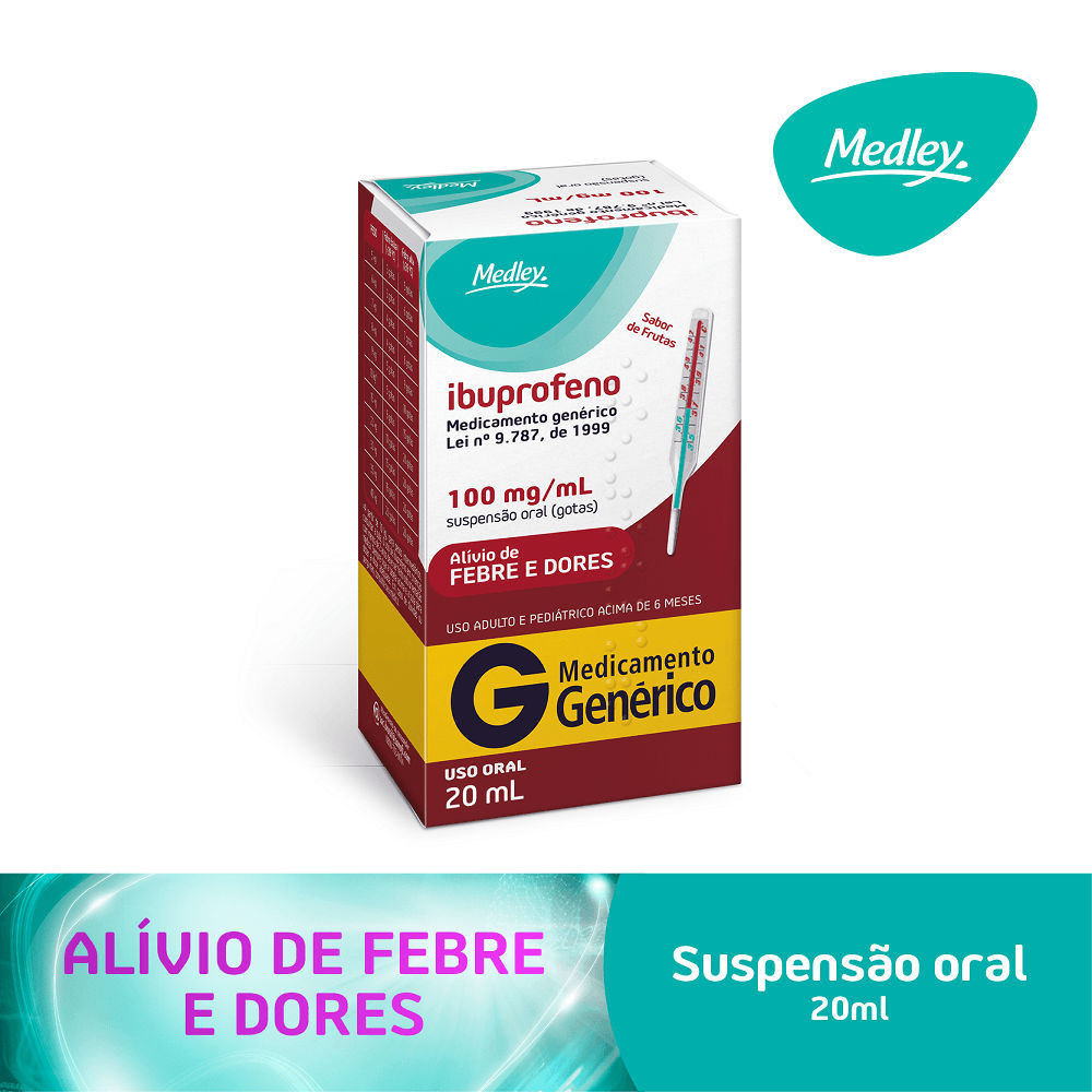 Ibuprofeno 100mg/5ml 20ml Suspensão Oral Genérico Medley