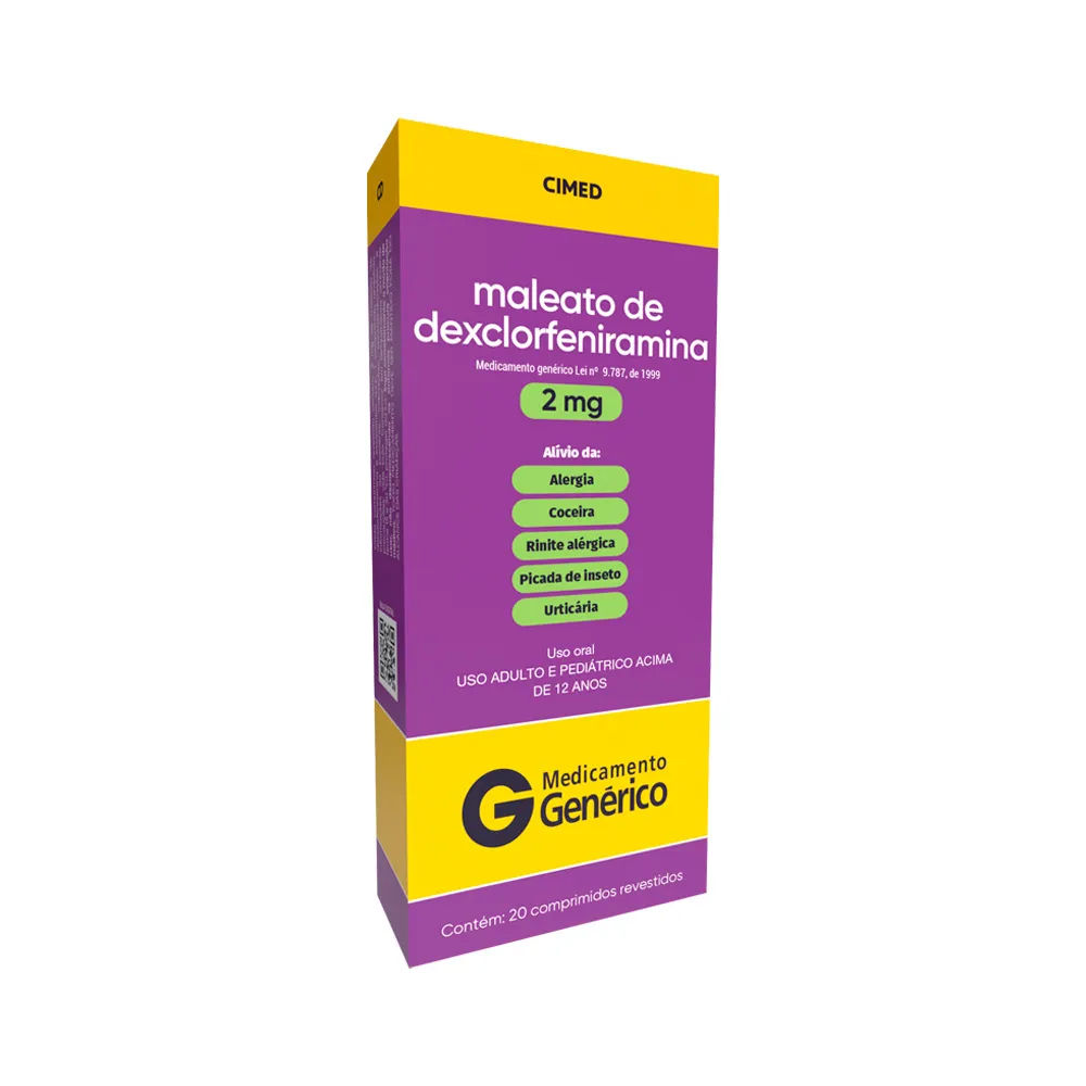 Dexclorfeniramina 2mg 20 Comprimidos Genérico Cimed