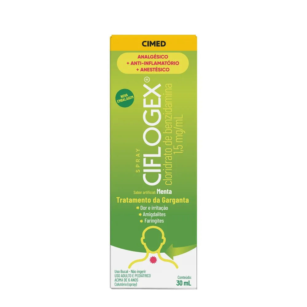 Pastilha De Garganta Ciflogex Spray 1,5mg/ ml - Menta 30ml Cimed