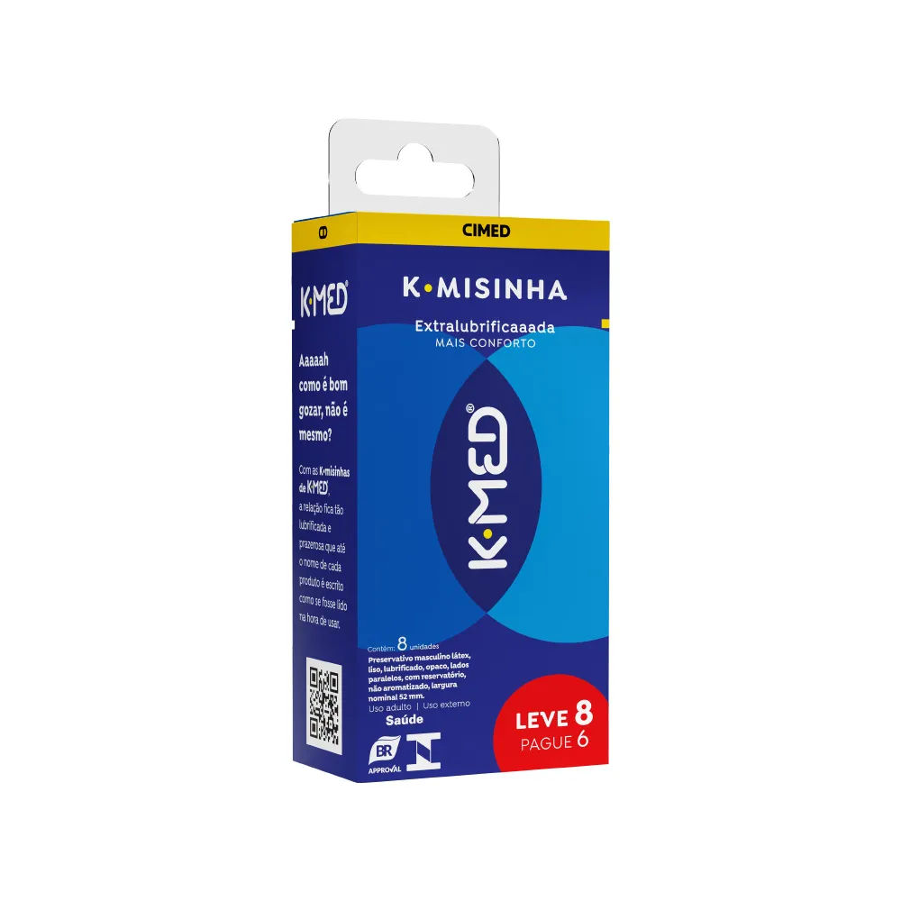 Preservativo K-Med K-Misinha Tradicional Lubrificada Cimed 8 Unidades