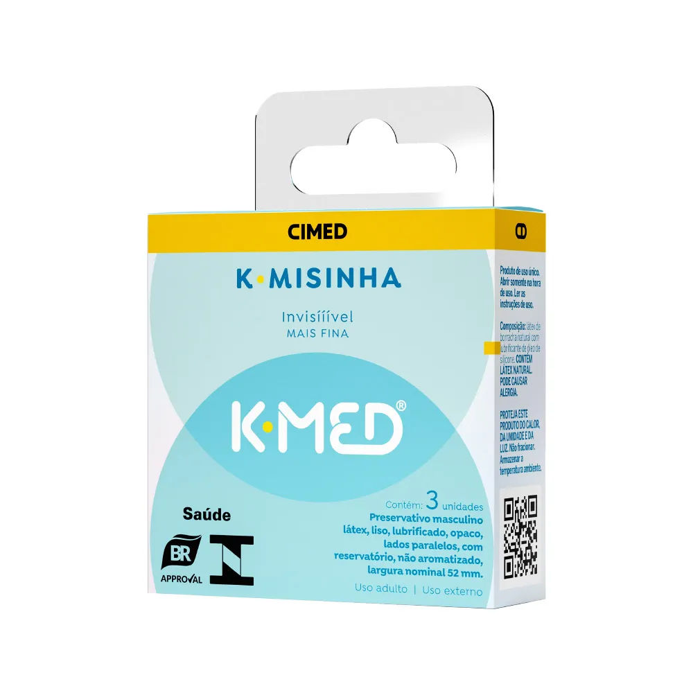 Preservativo K-Med K-Misinha Invisível Lubrificado Cimed 3 Unidades