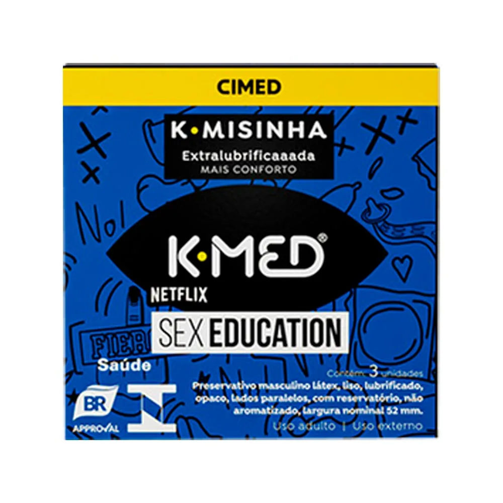 Preservativo K-Med K-Misinha Sex Education Extralubrificada Cimed 3 Unidades