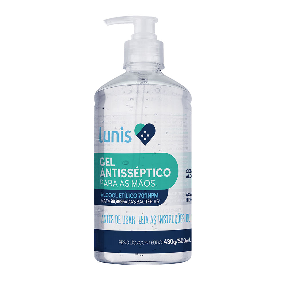 Alcool Em Gel 70% Antisseptico Lunis 500ml