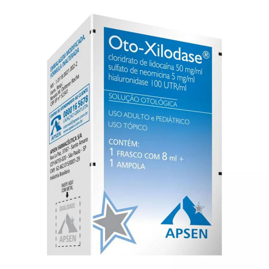 Oto-Xilodase Solução 8ml Apsen