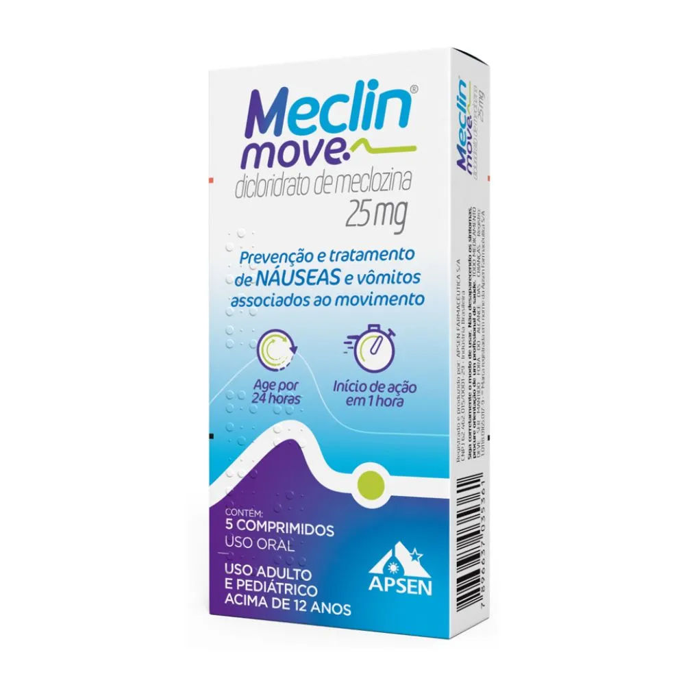 Meclin Move 25mg 5 Comprimidos Apsen