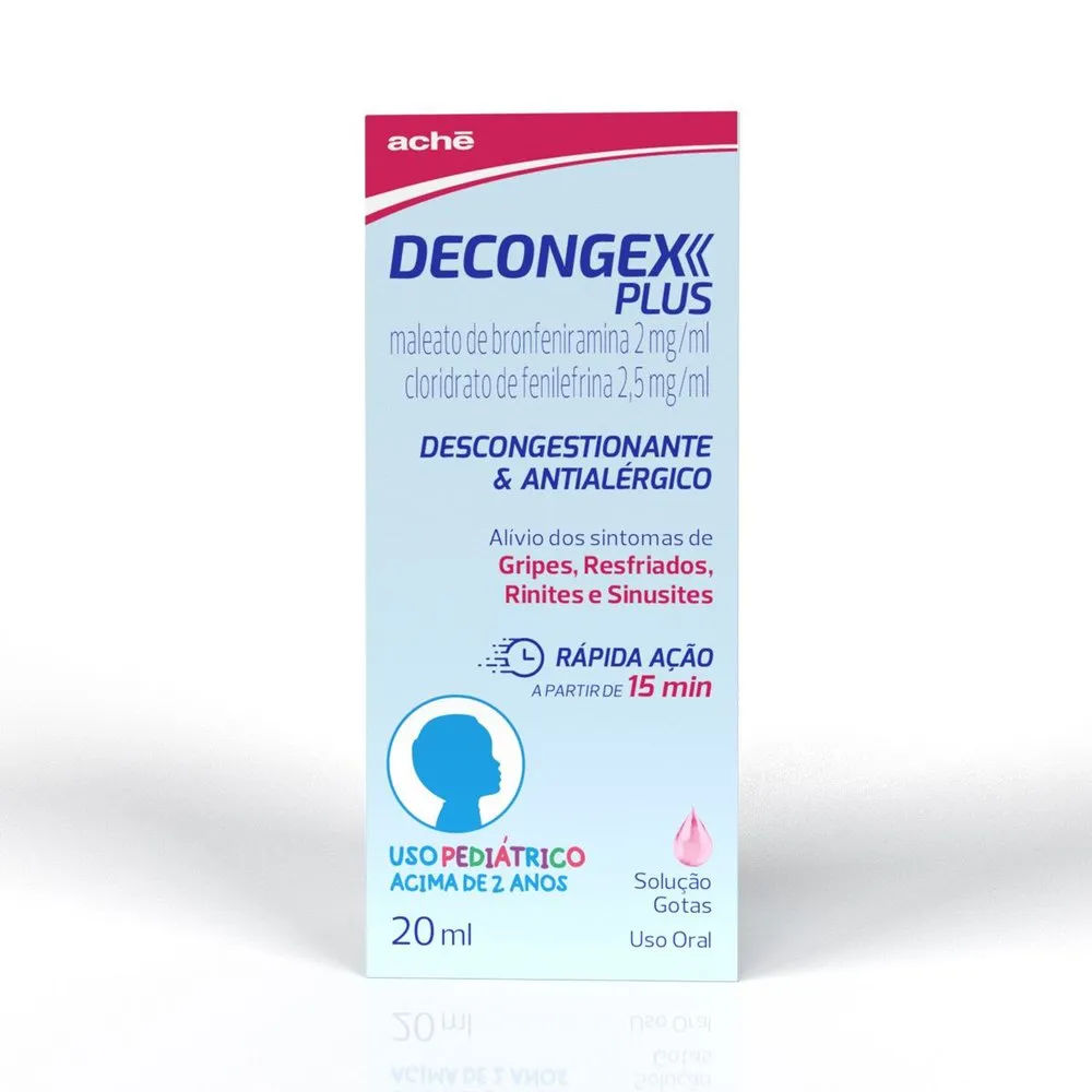 Decongex Plus Maleato de Bronfeniramina 2mg/ml + Cloridrato de Fenilefrina 2,5mg/ml Gotas 20ml Aché