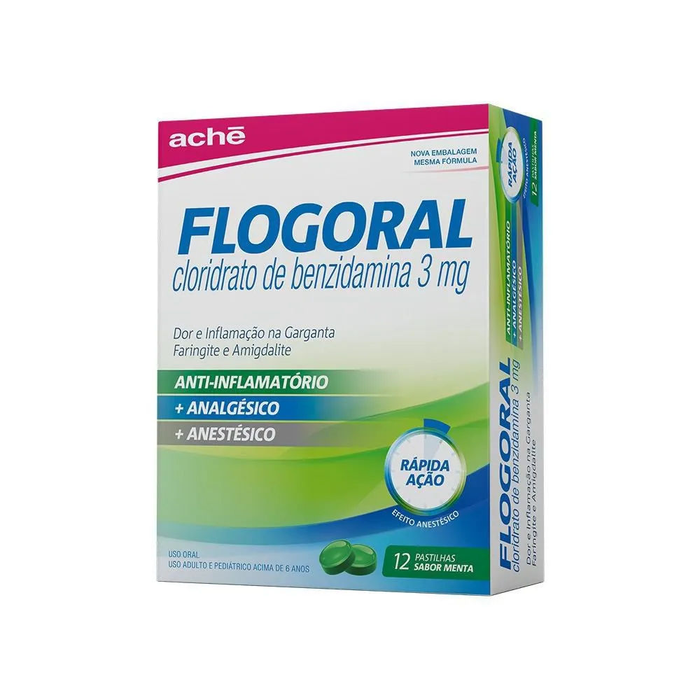 Flogoral Pastilhas Menta 12 Unidades Aché
