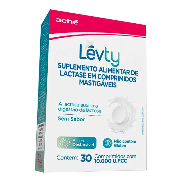Lévty Suplemento Alimentar de Lactase Sem Sabor 30 comprimidos
