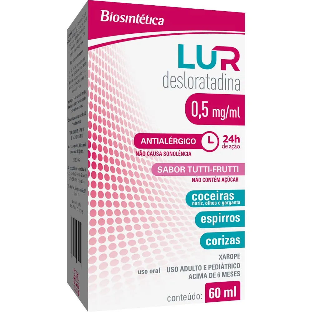 Lur Desloratadina 0,5mg/ml Xarope 60ml Biosintetica