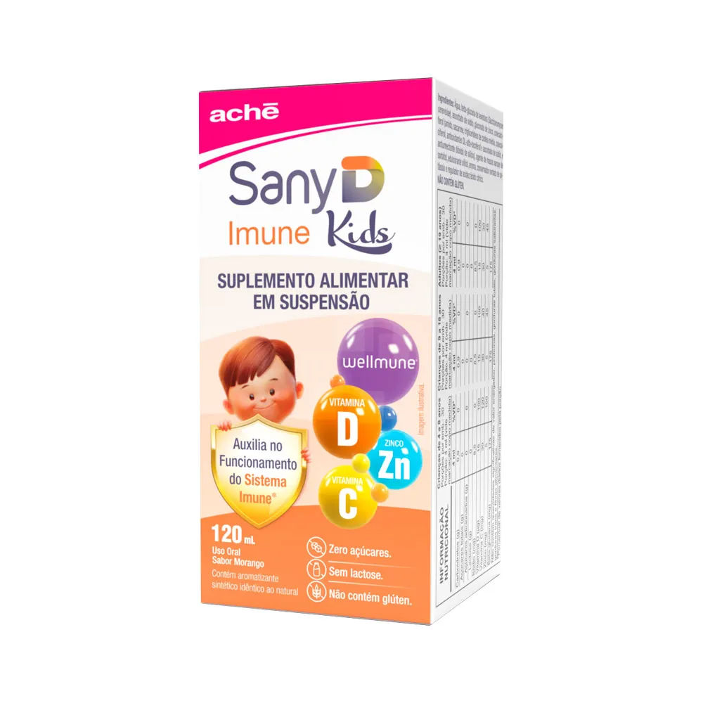 Sany D Imune Kids Polivitamínico Suspensão Oral Morango 120ml