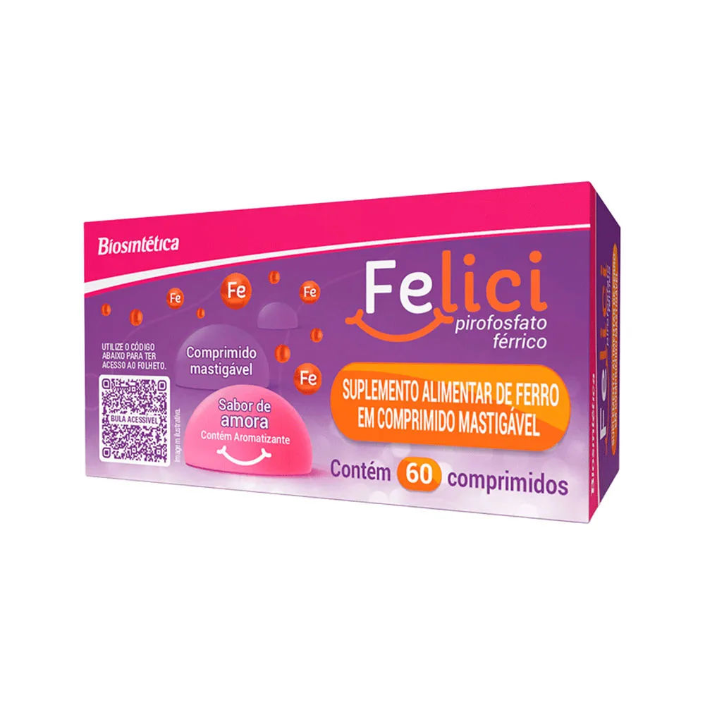 Felici Com 60 Comprimidos Mastigaveis Amora