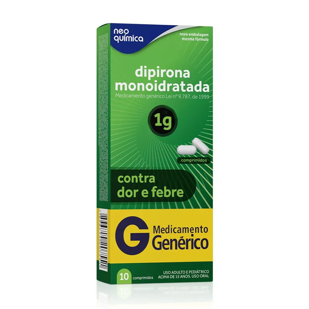 Dipirona Monoidratada 1g 10 comprimidos Neo Química Genérico