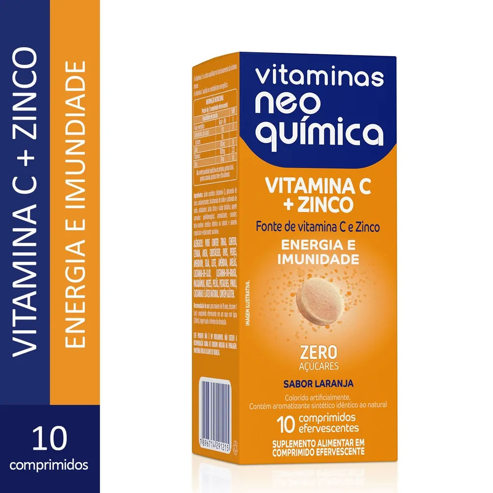 Vitamina C+zinco Neo Quimica Com 10 Comprimidos Efervescentes Laranja