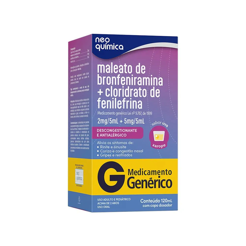 Maleato De Bronfeniramina + Cloridrato De Fenilefrina Gotas 2mg/ml + 2,5mg/ml 120ml  Neo Química