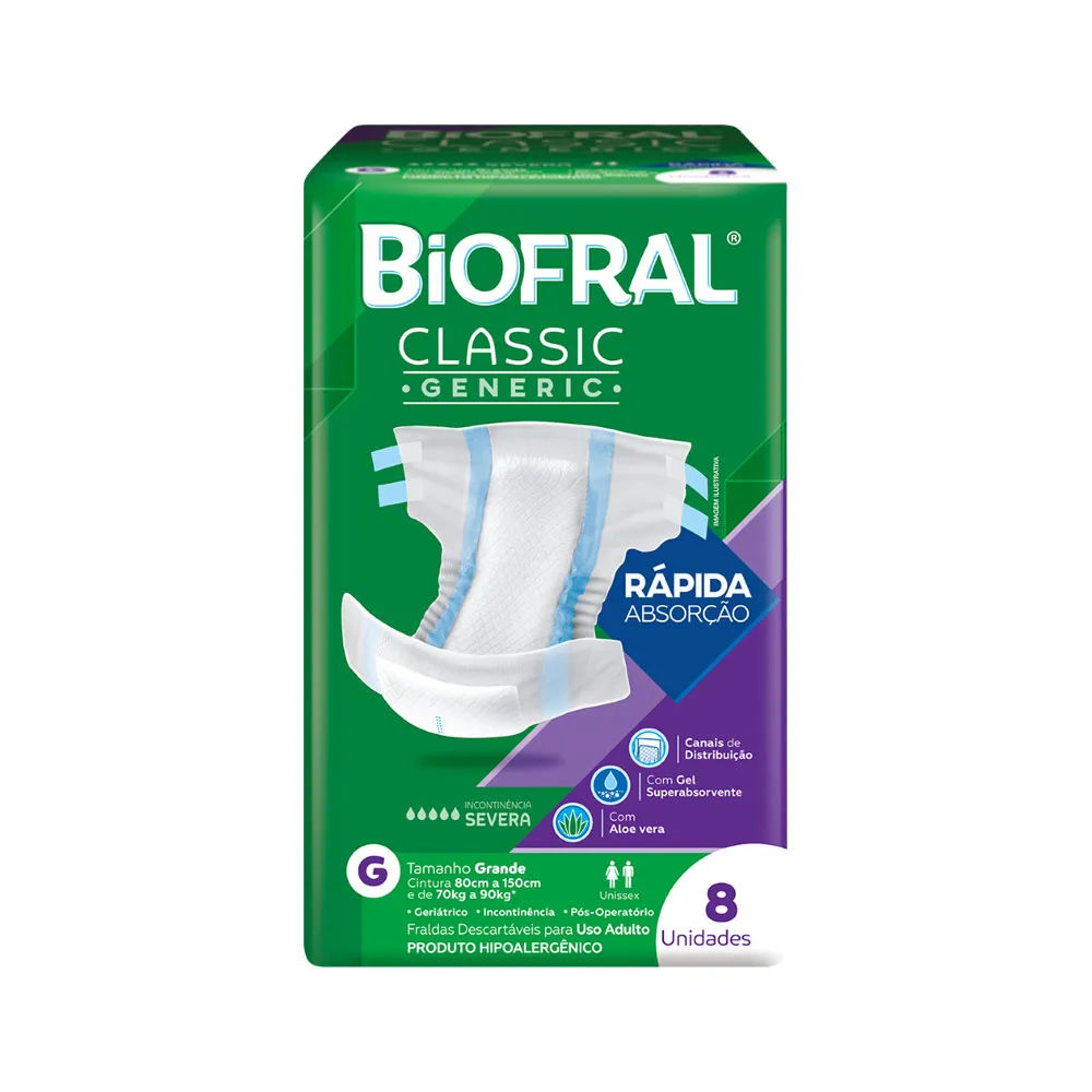 Fralda Biofral Classic Generic G Com 8 Unidades
