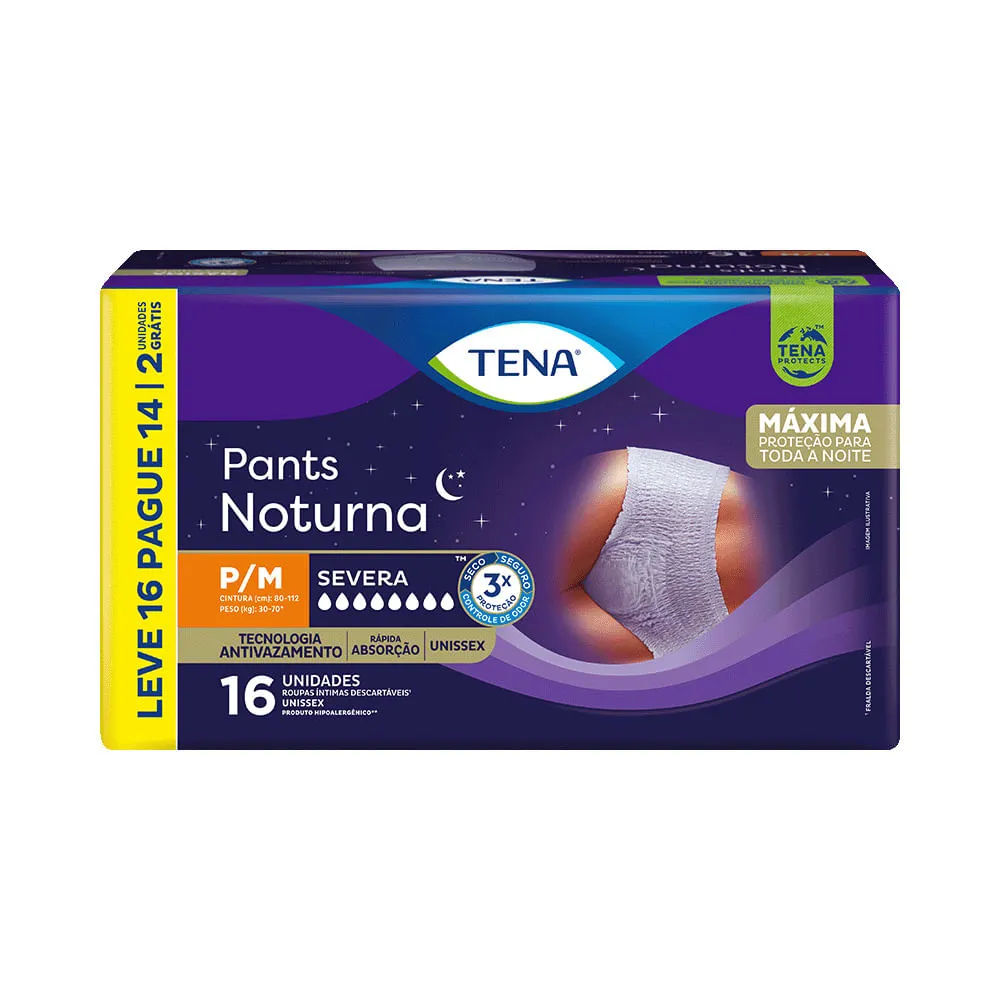 Roupa Íntima Tena Pants Noturna P/m Leve 16 Pague 14 Unidades