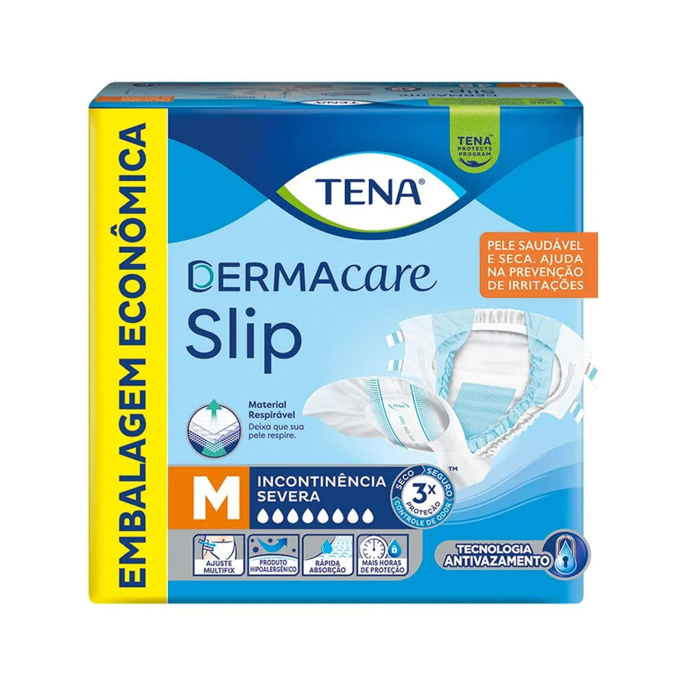 Fralda Tena Dermacare Slip Tamanho M Incontinencia Severa Com 48  Unidades